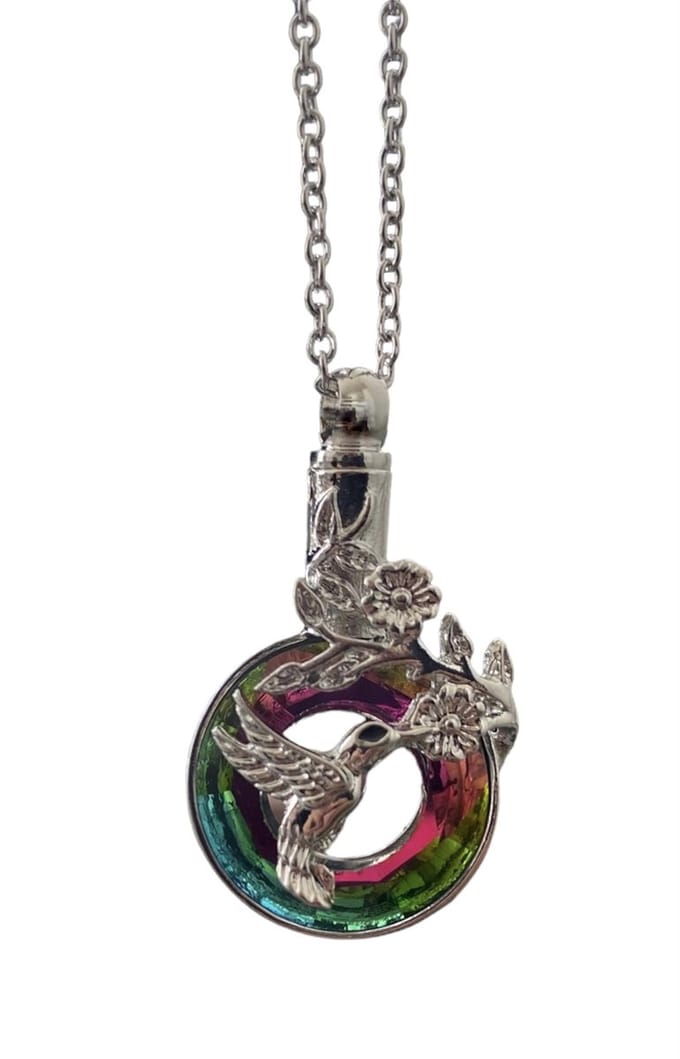 Bijoux by Ive - Ashanger met ketting - Multicolor cirkel - Bloemen - Kolibrie - Assieraad