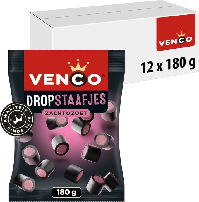 VC Dropstaafjes - drop - 12 zakjes a 180g