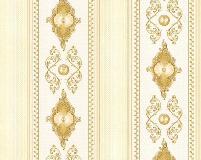 TRADITIONEEL KLASSIEK STREPEN BEHANG - Beige Goud - AS Creation Concerto 3