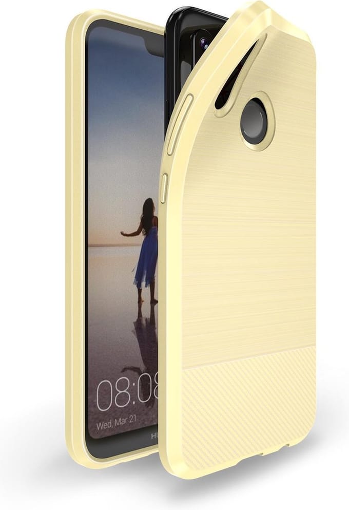 Huawei P20 Lite TPU Hoesje Geborsteld Goud