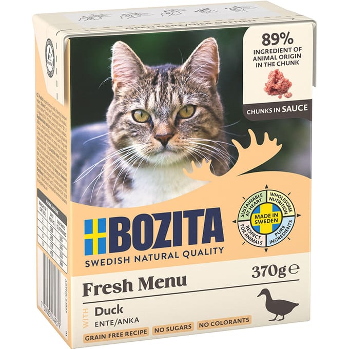 6x370g stukjes in Saus met Eend Bozita Kattenvoer