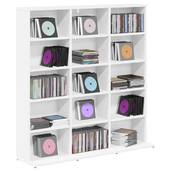 vidaXL - CD - Kast - Wit - 96 - x - 23,5 - x - 97,5 - cm - Bewerkt - hout