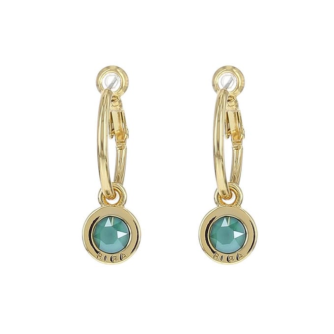 Biba Oorhangers Goud met gekleurde steen Groot Royal Green