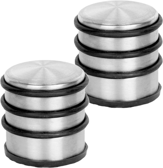 Deurstopper Set - Deurhouder Vloer - Deuren Open Houden - Zware Betonkern - 2 stuks - Zilver