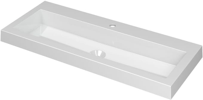 INK Dock Wastafel Polystone met 1 Kraangat - 1000x400x60 mm - Glans Wit