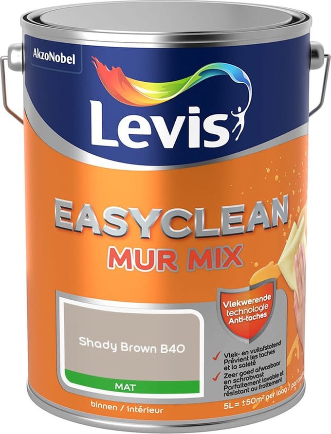 Levis - Easyclean Mur Mat Mix - Shady Brown B40 - Mengverf - 5 L