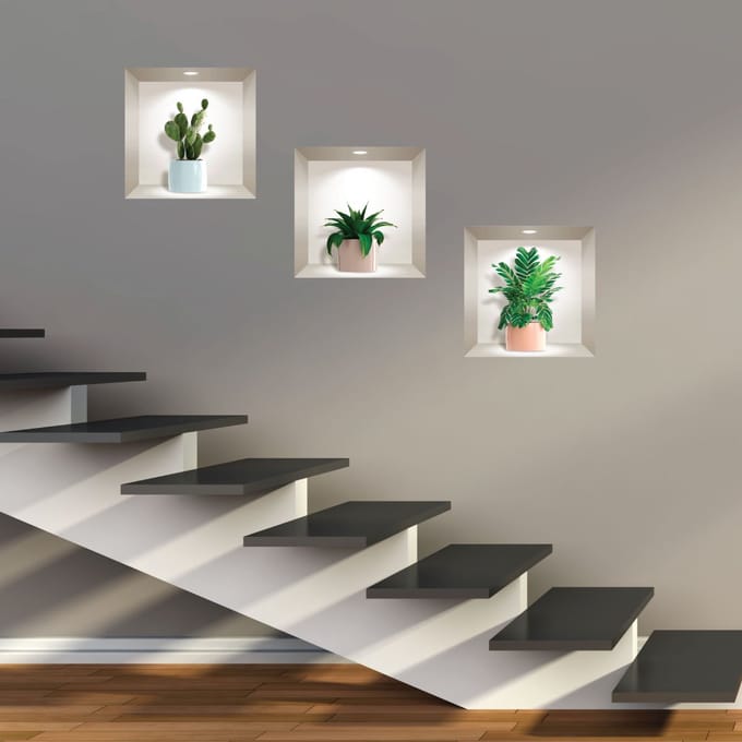3D-stickers van kamerplanten en cactussen, 30 x 90 cm