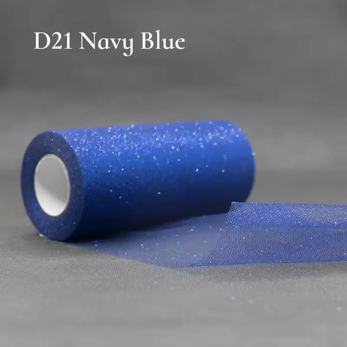 Glitter tule – Donker Blauw - 22,8 meter