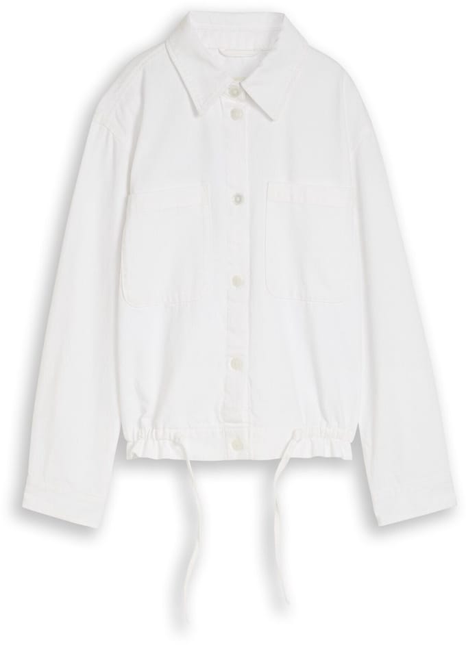 Tom Tailor Denim - Lichtgewicht spijkerjasje met trekkoord - Maat S - White Denim