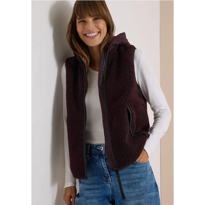 Teddy gilet met afneembare capuchon