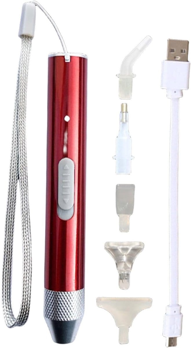 Strass Schilderen Pen - Dot Tool - Decoratie Maken - Ingebouwde LED - 5 Tips - Rood