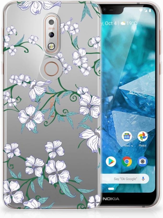 Nokia 7.1 Uniek TPU Case Blossom White