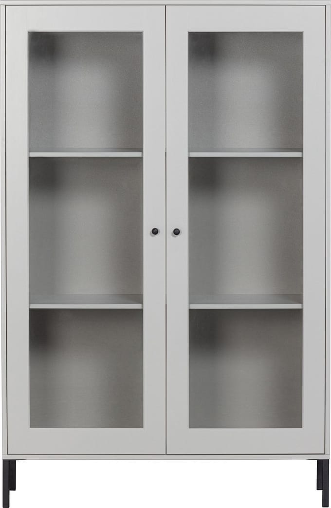 WOOOD Xam Vitrinekast - Grenen - Wolkengrijs - 155x100x40