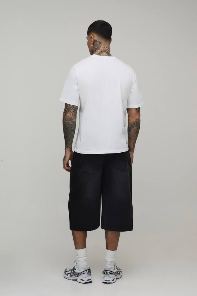 Tall Essential Longline Denim Jorts | Washed Black | Size 52