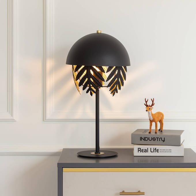 Lucande - tafellamp - 1licht - IJzer - H: 54 cm - E27 - zwart, goud