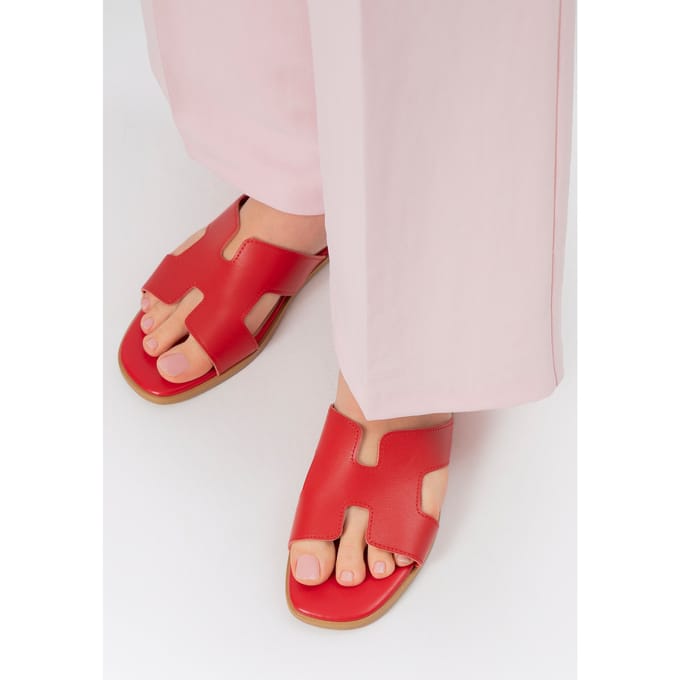 Wittchen Dames Leren H-vormige Sandalen, Rood, Natuurlijk Leer