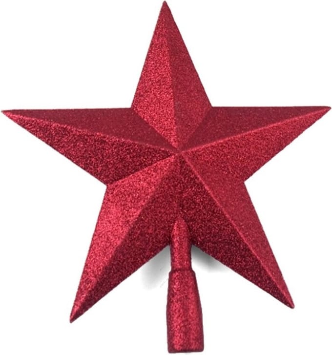 Gerimport Piek kerstboom - rood - kunststof - 27 cm - Kerstpieken - Voor bomen groter dan 180 cm
