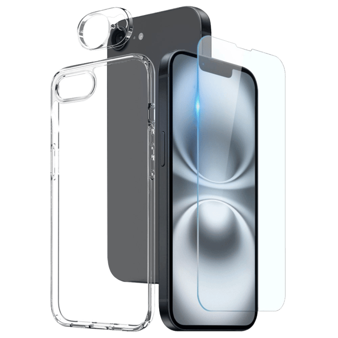 Northjo Apple iPhone 16e/17e All-in-One Protection Pack Transparant