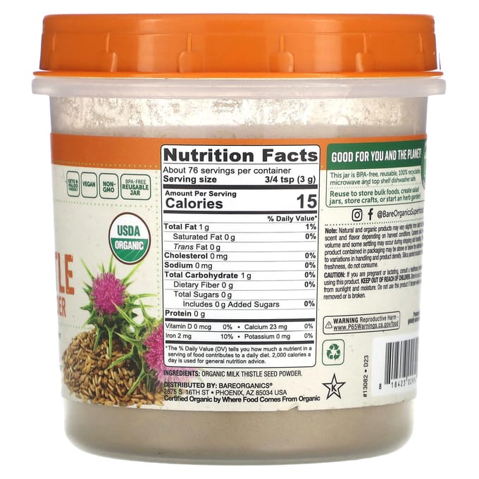 Rauw Biologisch Mariadistelzaadpoeder, 227G(8oz) beige