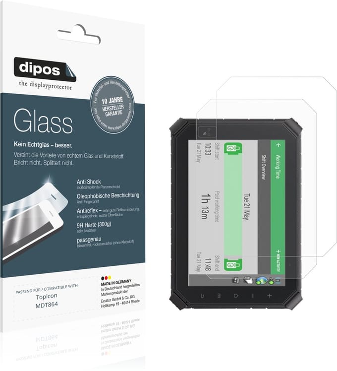 dipos – 2x Matte Pantserfolie geschikt voor Topicon MDT864 | 9H Screenprotector