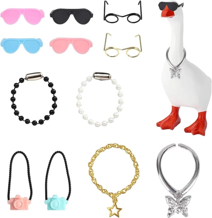 Bureaugans Accessoires - Mini Set - Tuindecoratie - 12 Delig - Voor 17.8cm Gans - Veelkleurig