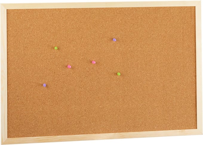 Prikbord/memobord naturel kurk 60 x 40 cm