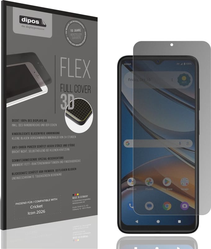 dipos FLEX – Matte Privacy Screenprotector geschikt voor Cricket Icon 2026 | Volledige Schermbescherming | Case-Friendly