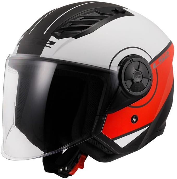 LS2 OF616 Airflow II Cover Mat Wit Rood Jethelm - Helm