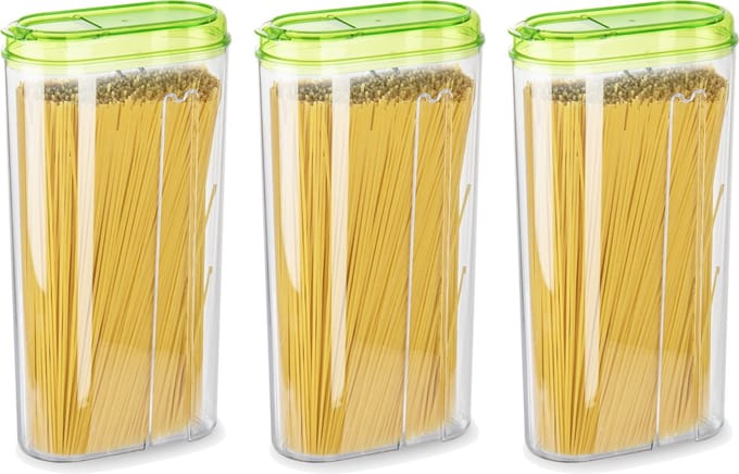 Plasticforte Voedselcontainer strooibus - 3x - groen - 2350 ml - kunststof - voorraadpotten