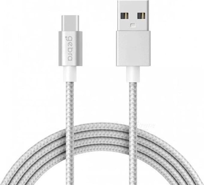 Gebra Gevlochten USB Type C Kabel naar USB Oplader o.a. Huawei Mate 9 | 1 meter | Zilver | Topkwaliteit