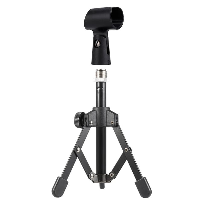 MS-12 Mini Opvouwbare Verstelbare Desktop Microfoonstandaard Statief met MC5 Mic Clip Houder Beugel voor gray