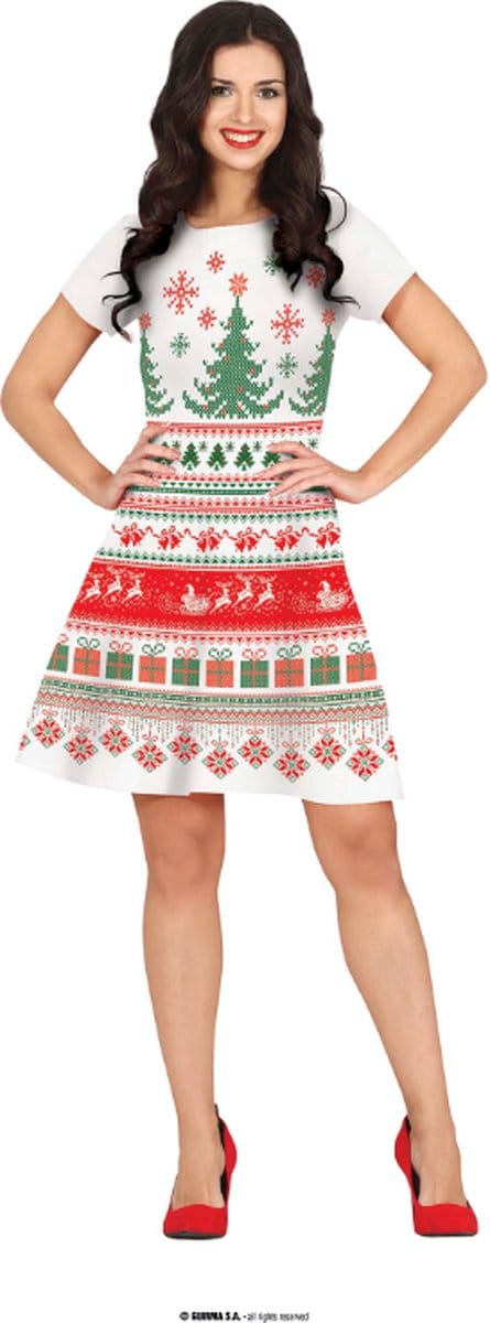 Fiestas Guirca - Foute dames kerstjurk wit - M