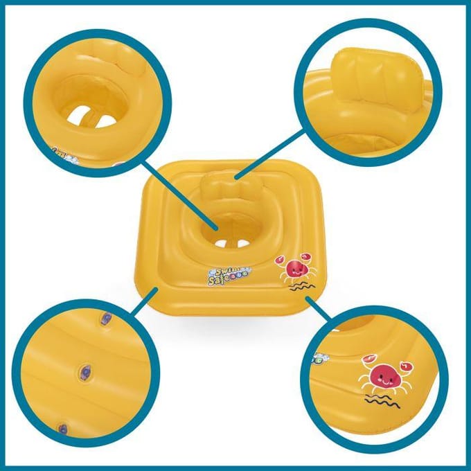 Bestway Kinder zwemband / float met tuigje - Swimsafe - 1-2 jaar - 76 x 76 cm - zwembad - zwemmen