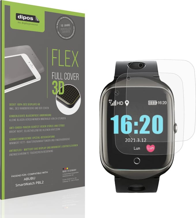 dipos FLEX – 2x Matte Screenprotector geschikt voor ABUBU SmartWatch PBL2 | Volledige Schermbescherming | Case-Friendly