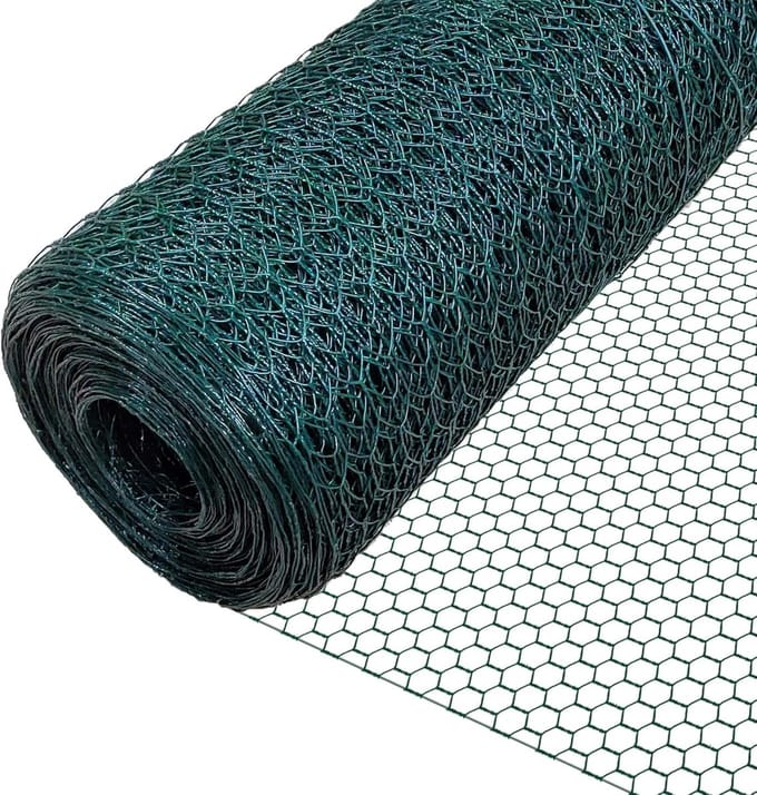 Zeshoekig Kippengaas van PVC - 1 x 25 m - Robuuste Omheining voor Dieren en Tuin