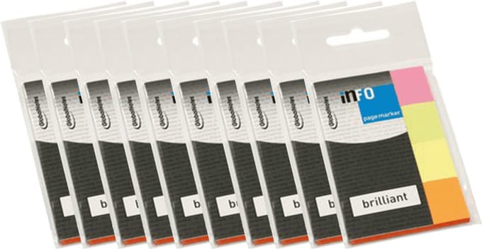 10x Info Notes Info Page Markers papier brilliant 20x50mm - 4 kleuren