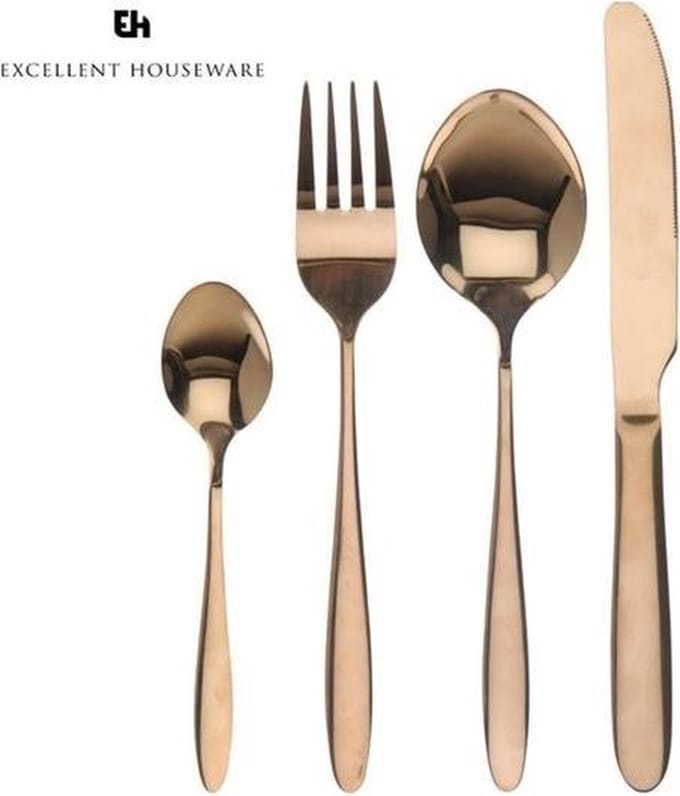 Homecookingchef Gouden Bestekset - Bestek - Goud - 16 delig