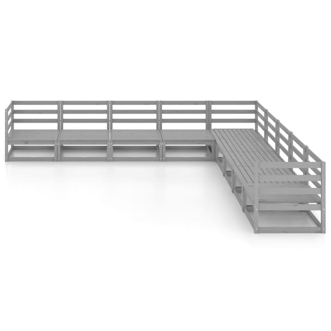 vidaXL - 9-delige - Loungeset - massief - grenenhout - grijs