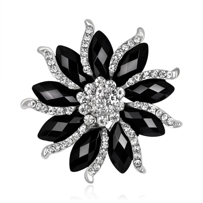 Mode Delicaat Temperament Hoge Kwaliteit Broche Zwart Hars Legering Corsage Kleding Accessoires gray