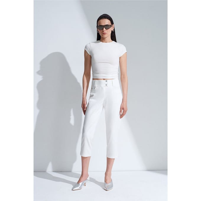 Dames Hoge Taille Wijde Capri Broek