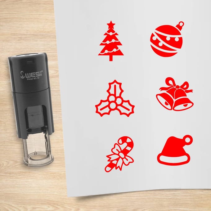 CombiCraft stempelset Kerst rood met 6 stempels