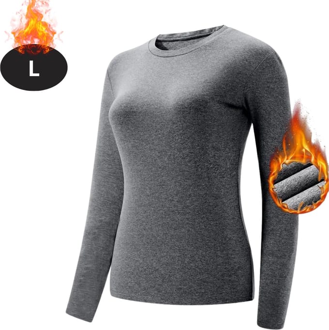 Nivard Thermokleding Dames - Thermoshirt - Polyester - Winter - Lange Mouwen - Grijs - L