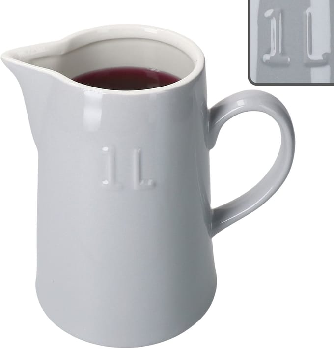 Kruik 1 liter EMILIA Pastelgrijs van aardewerk – 24320178