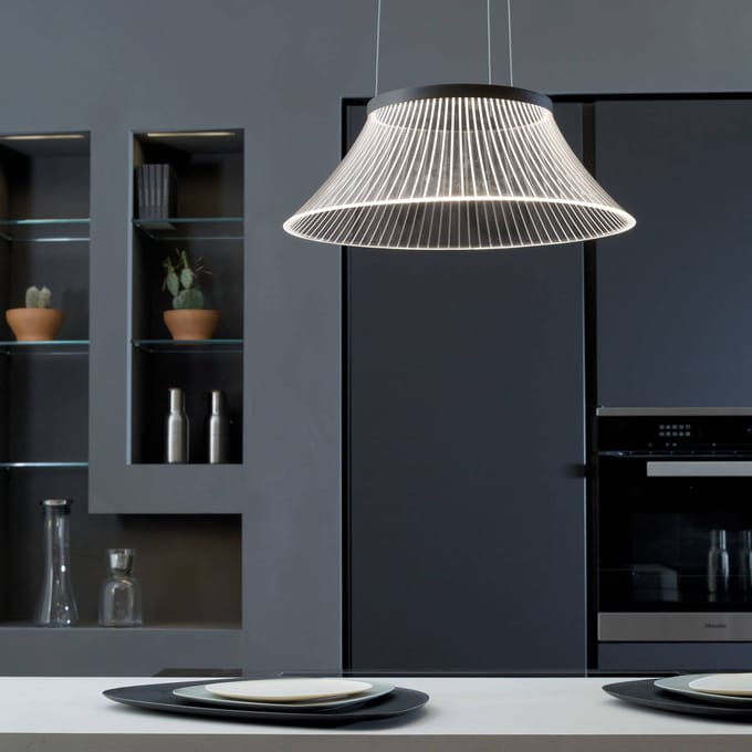 Martinelli Luce LED hanglamp Plissé, kap lasergegraveerd
