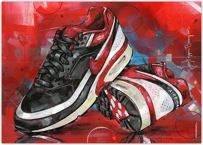 Sneaker poster classic BW varsity red 2 vullend 70x50 cm