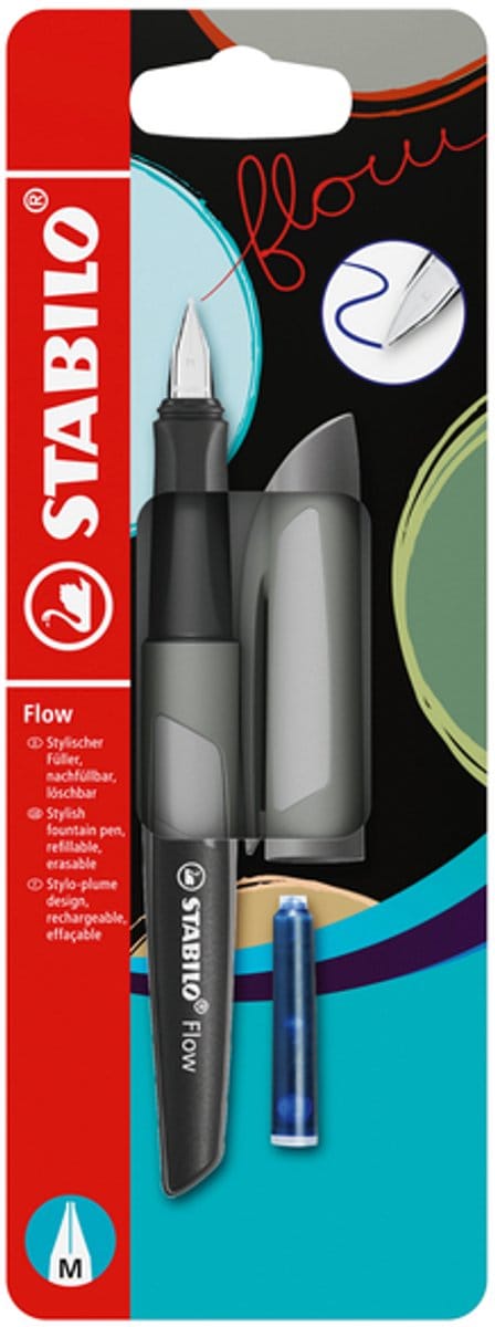 Vulpen STABILO Flow medium grijs blister à 1 stuk | 5 stuks