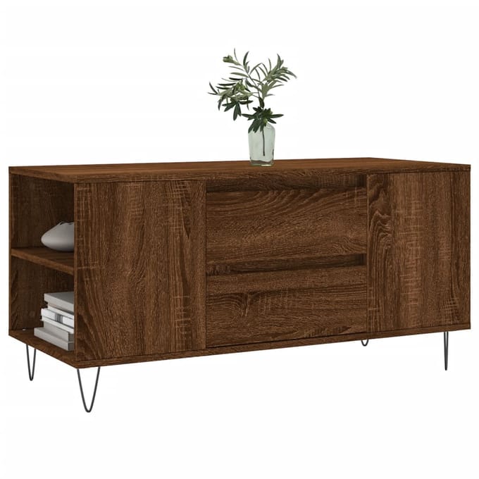 vidaXL Salontafel 102x44,5x50 cm bewerkt hout bruin eikenkleur