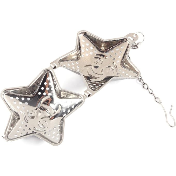 Schattige Roestvrijstalen Losse Thee Infuser Blad Zeef Filter Diffuser Kruiden Specerijen Ster Ketting white