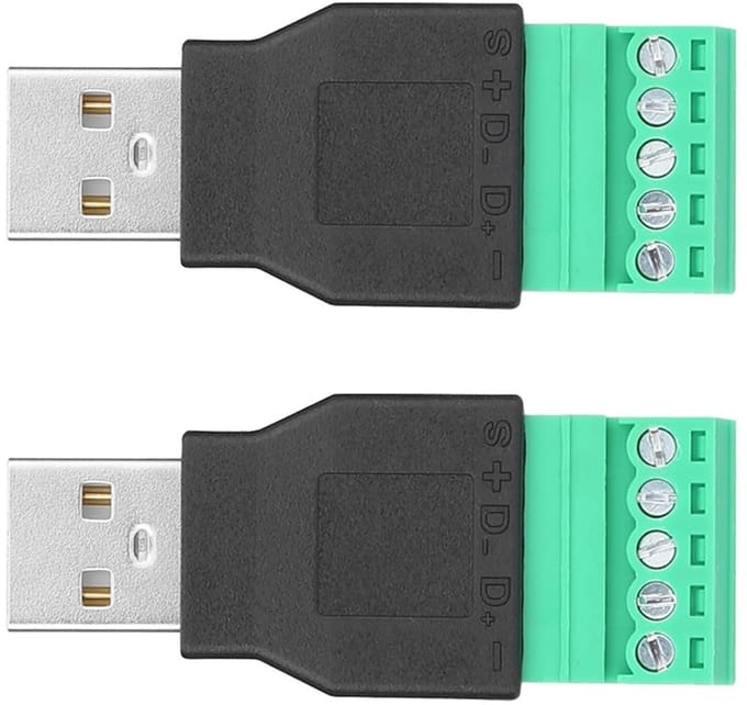 USB-stekkeradapter 2 stuks - 5-polige schroefklemadapter voor eenvoudige verbinding