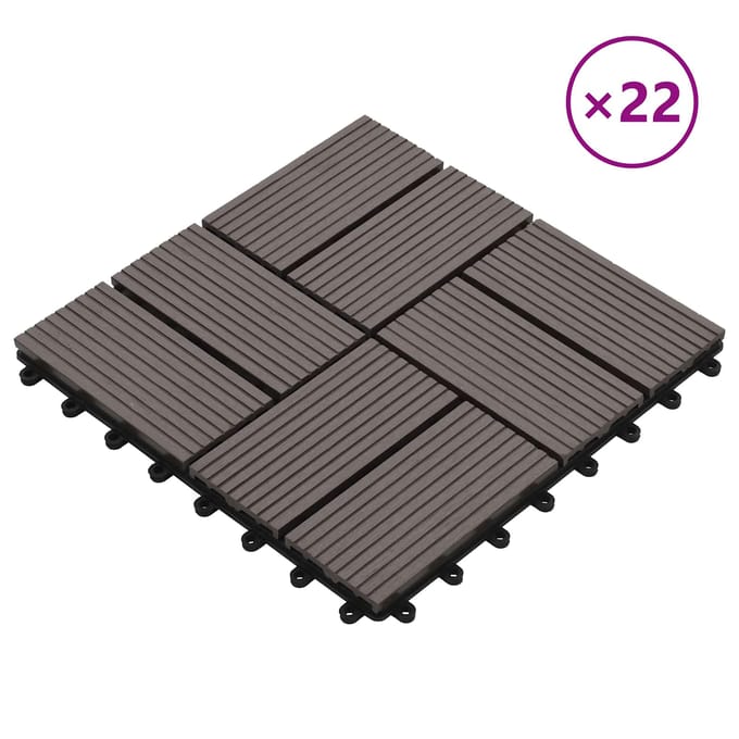 vidaXL - Terras - Tegel - 22 - st - Donkerbruin - 30 - x - 30 - cm - WPC